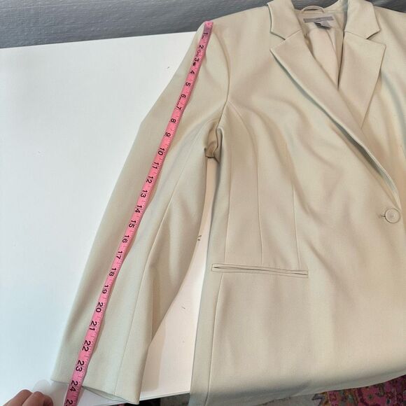 H&M Womens L Cream Oversized Blazer Structured One Button Minimalist Old Money - Picture 11 of 16